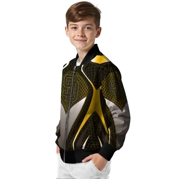 customized san diego padres mesh chest gold crocs black bomber jacket trendy