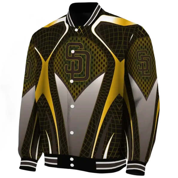 customized san diego padres mesh chest gold crocs black varsity jacket best selling