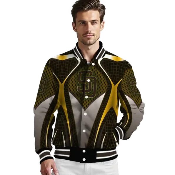 customized san diego padres mesh chest gold crocs black varsity jacket high quality