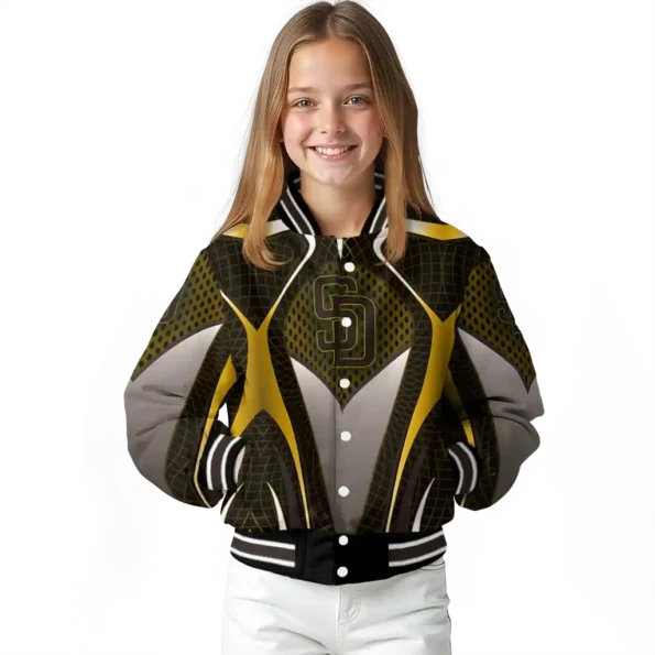 customized san diego padres mesh chest gold crocs black varsity jacket top rated