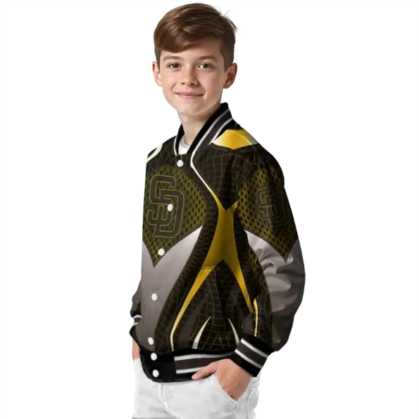 customized san diego padres mesh chest gold crocs black varsity jacket trendy