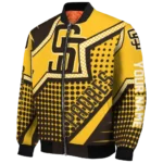 customized san diego padres star burst brown bomber jacket best selling