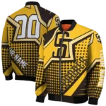 customized san diego padres star burst brown bomber jacket best selling