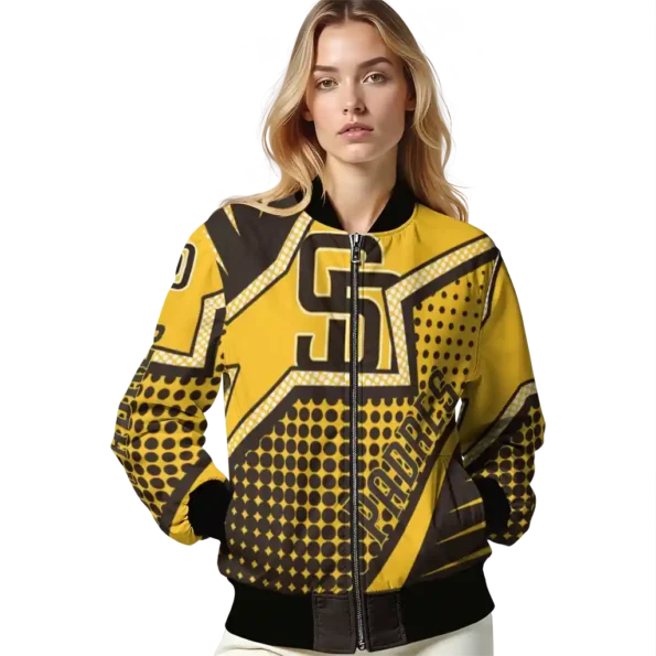 customized san diego padres star burst brown bomber jacket latest model