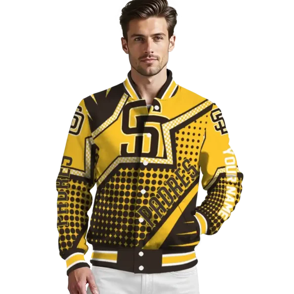 customized san diego padres star burst brown varsity jacket high quality