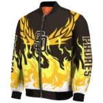 customized san diego padres winged blaze brown white bomber jacket best selling