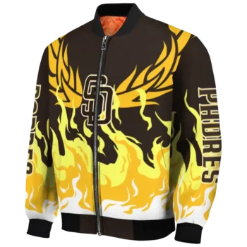 customized san diego padres winged blaze brown white bomber jacket best selling