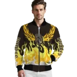 customized san diego padres winged blaze brown white bomber jacket best selling