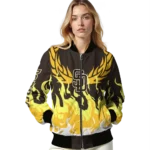 customized san diego padres winged blaze brown white bomber jacket best selling