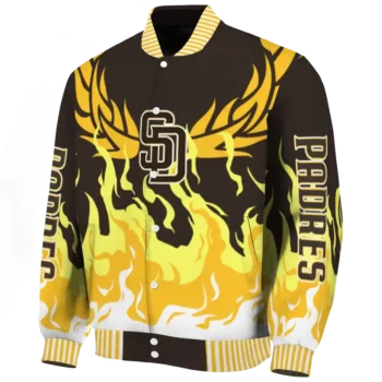 customized san diego padres winged blaze brown white varsity jacket best selling