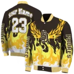 customized san diego padres winged blaze brown white varsity jacket best selling