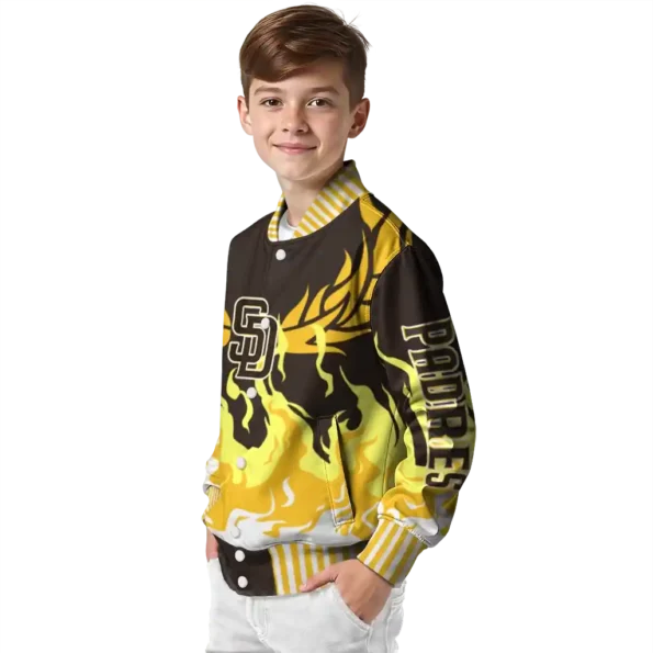 customized san diego padres winged blaze brown white varsity jacket trendy