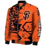 customized san francisco giants hexagon cluster orange black bomber jacket best selling