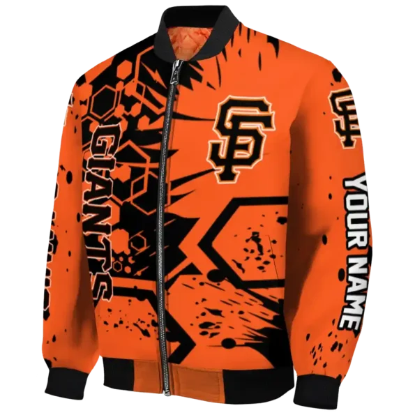 customized san francisco giants hexagon cluster orange black bomber jacket best selling