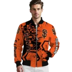 customized san francisco giants hexagon cluster orange black bomber jacket best selling
