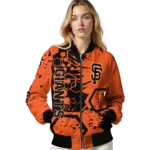 customized san francisco giants hexagon cluster orange black bomber jacket best selling