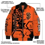 customized san francisco giants hexagon cluster orange black bomber jacket best selling