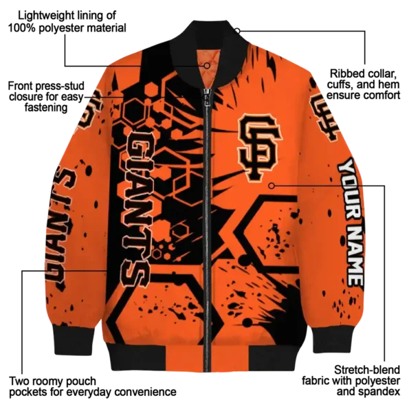 customized san francisco giants hexagon cluster orange black bomber jacket new arrival