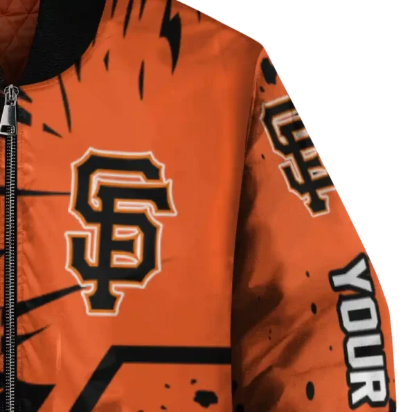 customized san francisco giants hexagon cluster orange black bomber jacket premium grade