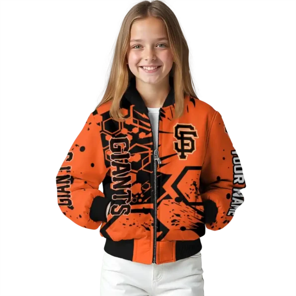 customized san francisco giants hexagon cluster orange black bomber jacket top rated