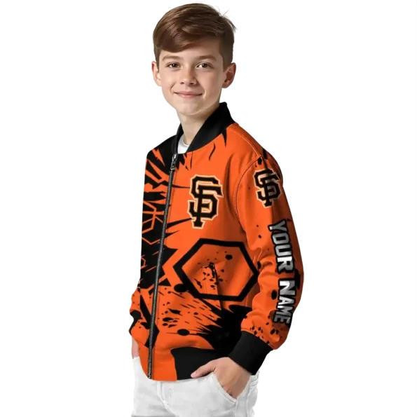 customized san francisco giants hexagon cluster orange black bomber jacket trendy