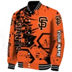 customized san francisco giants hexagon cluster orange black varsity jacket best selling