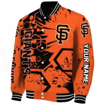 customized san francisco giants hexagon cluster orange black varsity jacket best selling