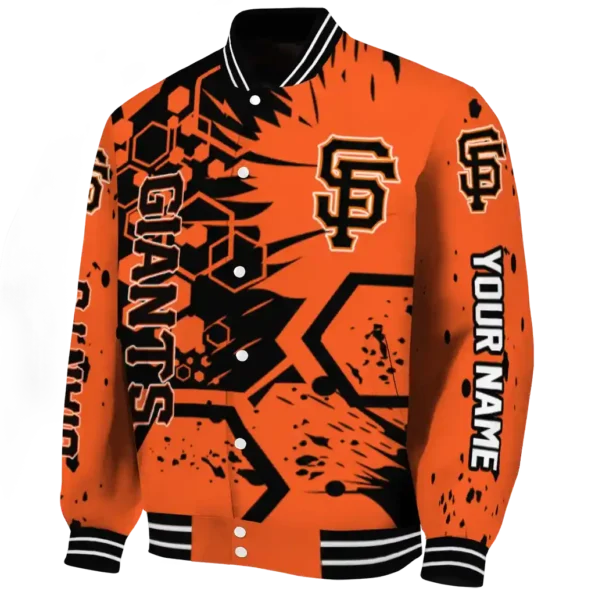 customized san francisco giants hexagon cluster orange black varsity jacket best selling
