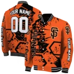 customized san francisco giants hexagon cluster orange black varsity jacket best selling