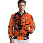 customized san francisco giants hexagon cluster orange black varsity jacket best selling