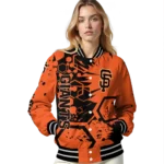 customized san francisco giants hexagon cluster orange black varsity jacket best selling
