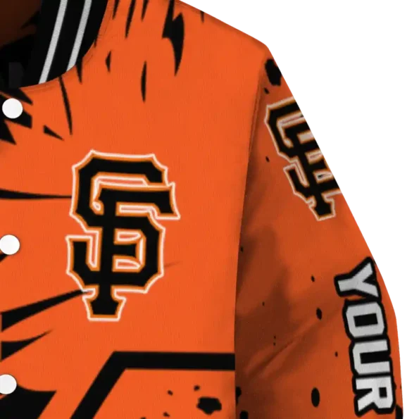 customized san francisco giants hexagon cluster orange black varsity jacket premium grade