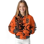 customized san francisco giants hexagon cluster orange black varsity jacket best selling