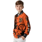 customized san francisco giants hexagon cluster orange black varsity jacket best selling