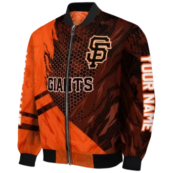 customized san francisco giants hexagon mesh orange black bomber jacket best selling