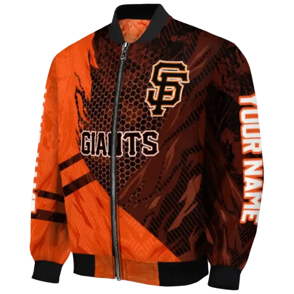 customized san francisco giants hexagon mesh orange black bomber jacket best selling