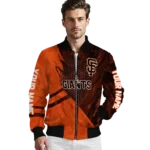 customized san francisco giants hexagon mesh orange black bomber jacket best selling