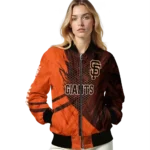 customized san francisco giants hexagon mesh orange black bomber jacket best selling