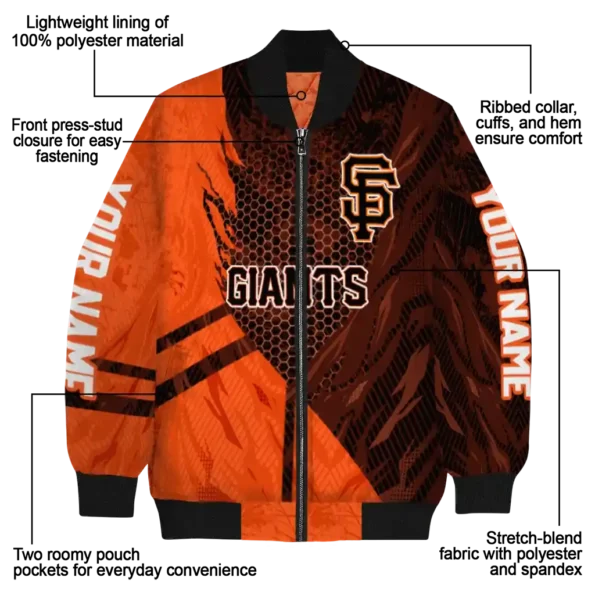 customized san francisco giants hexagon mesh orange black bomber jacket new arrival