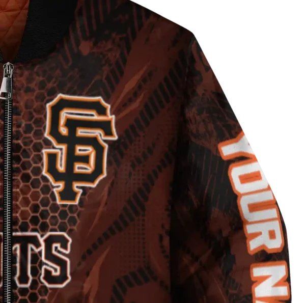 customized san francisco giants hexagon mesh orange black bomber jacket premium grade