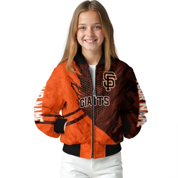 customized san francisco giants hexagon mesh orange black bomber jacket top rated