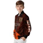 customized san francisco giants hexagon mesh orange black bomber jacket best selling