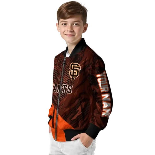 customized san francisco giants hexagon mesh orange black bomber jacket trendy