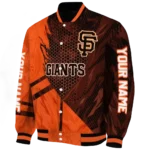 customized san francisco giants hexagon mesh orange black varsity jacket best selling