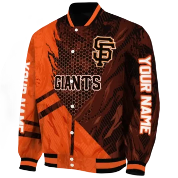 customized san francisco giants hexagon mesh orange black varsity jacket best selling