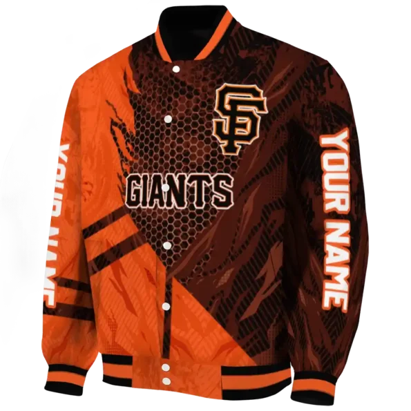 customized san francisco giants hexagon mesh orange black varsity jacket best selling