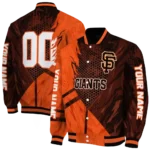 customized san francisco giants hexagon mesh orange black varsity jacket best selling