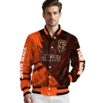 customized san francisco giants hexagon mesh orange black varsity jacket best selling