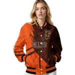 customized san francisco giants hexagon mesh orange black varsity jacket best selling