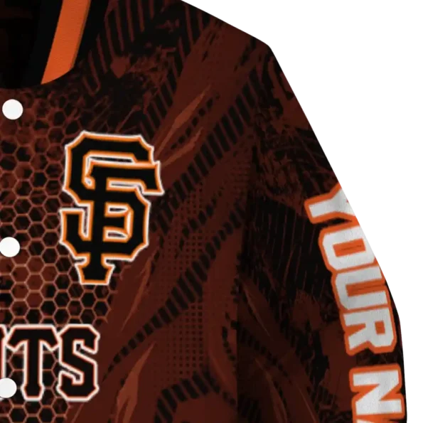 customized san francisco giants hexagon mesh orange black varsity jacket premium grade